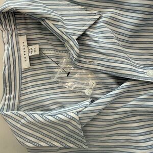 Topshop Women’s Casual Blue and White Striped Shirt